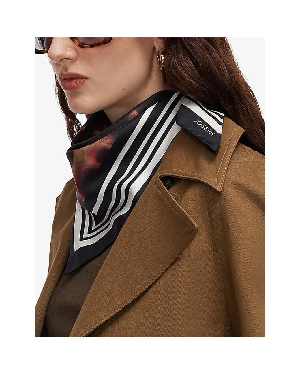 Joseph Black Danica Graphic-Print Small Silk Scarf