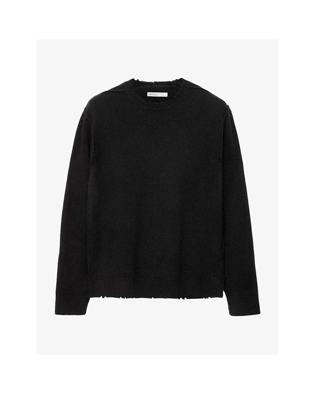 AllSaints Black Remus Crewneck Long-Sleeve Wool And Cotton-Blend Jumper for men