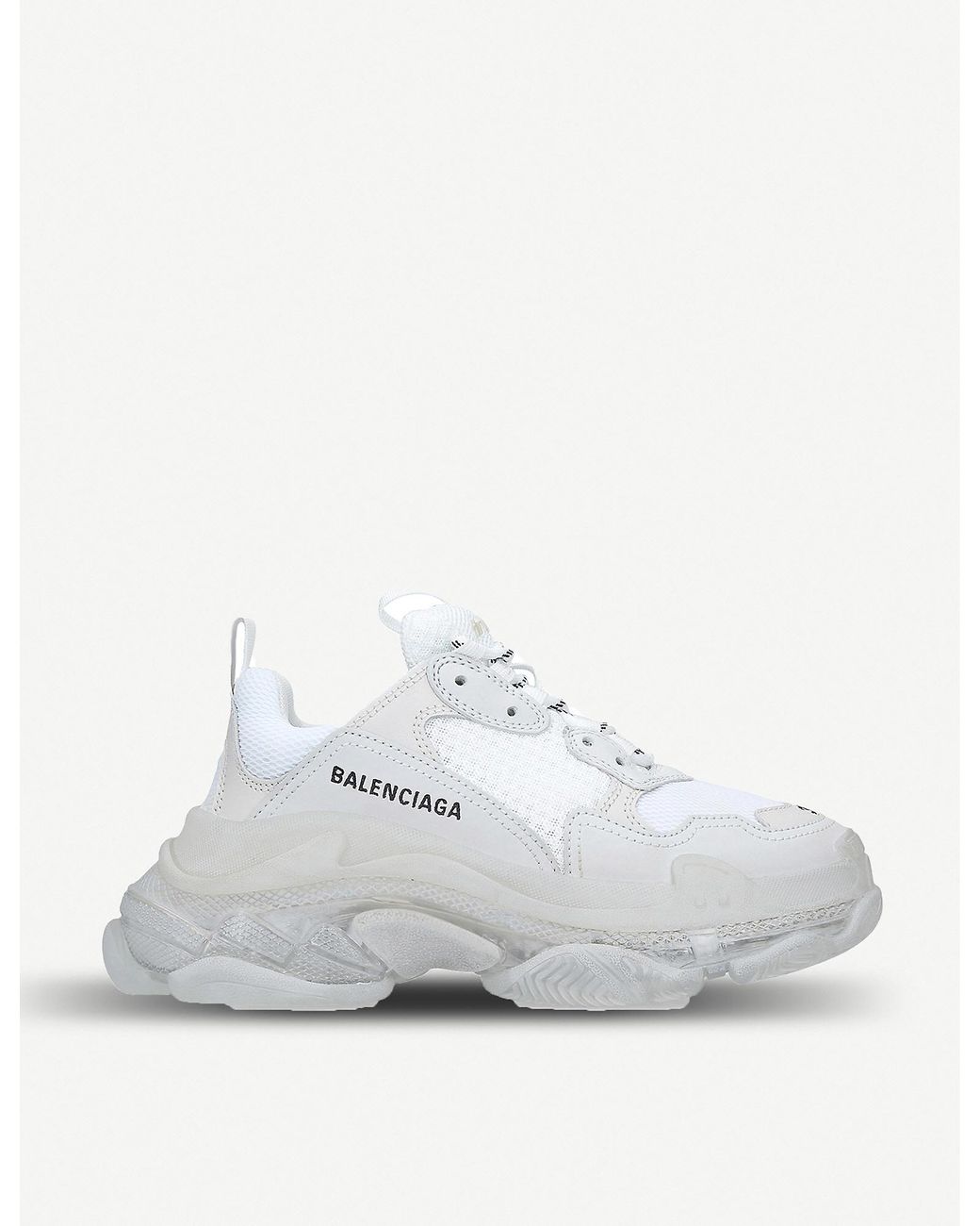 Balenciaga Triple S Clear Sole Leather And Mesh Trainers In White