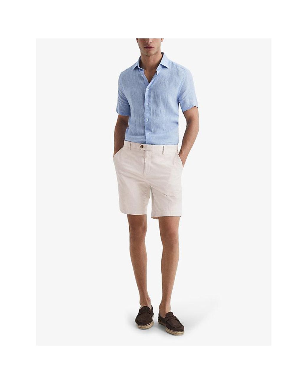 Reiss White Wicket Stretch-Cotton Chino Shorts for men