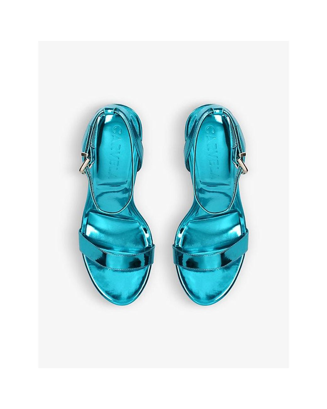 Carvela Kurt Geiger Idol 100 C stud Metallic Faux leather Heeled Sandals in Blue Lyst
