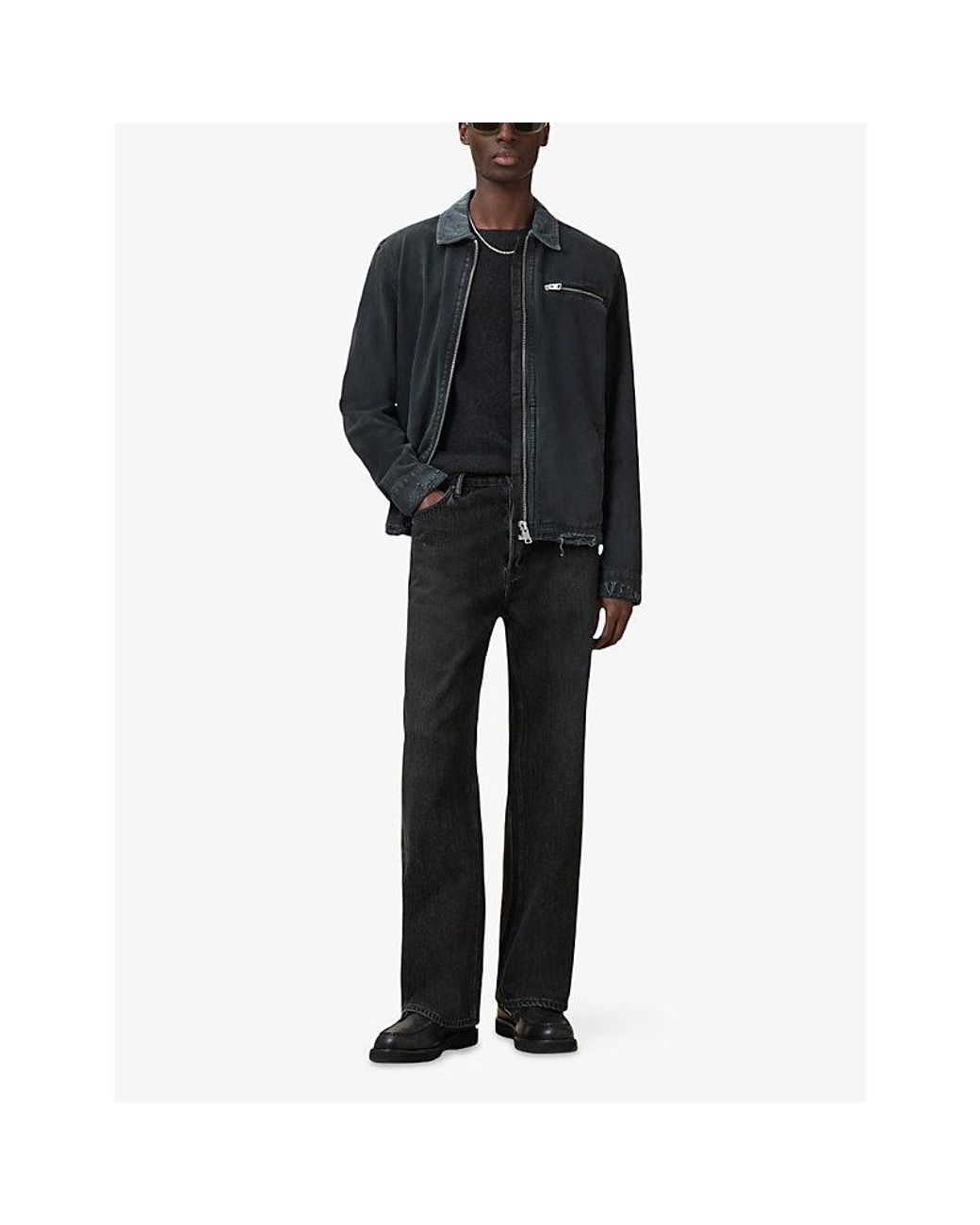 AllSaints Black Aspen Logo-Embroidered Cotton And Wool-Blend Jumper for men