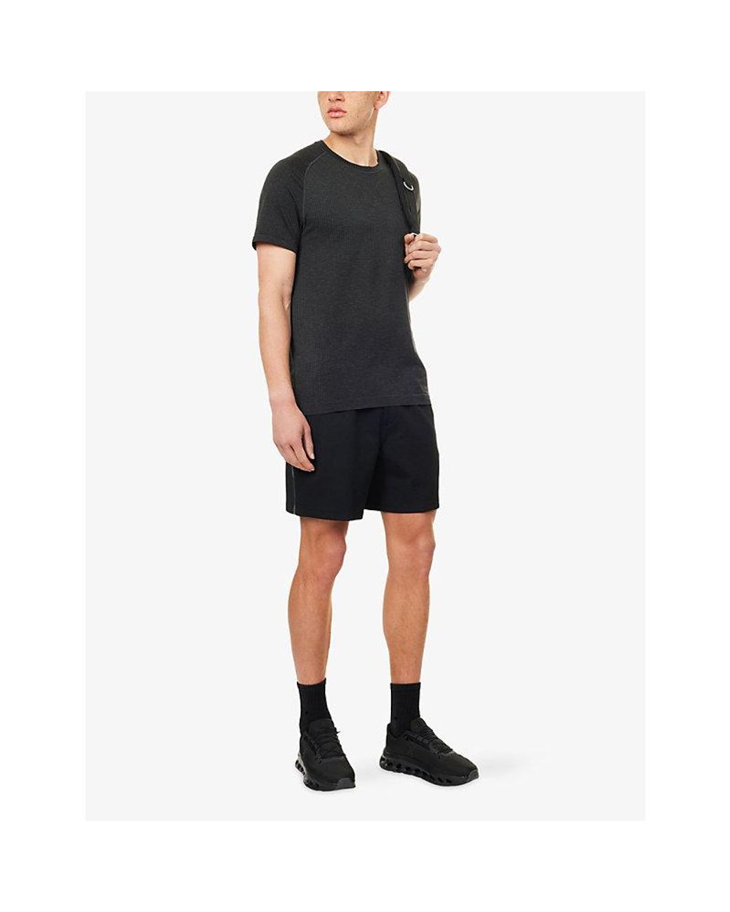 lululemon athletica Black Metal Vent Tech Stretch-Woven T-Shirt for men