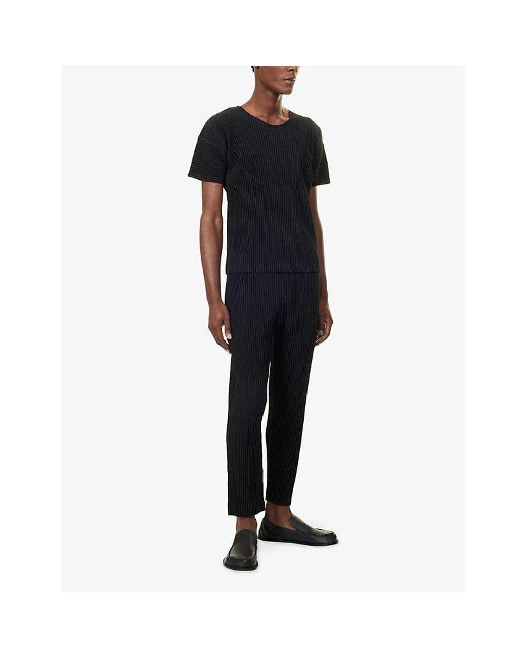 Homme Plissé Issey Miyake Black Basics Pleated Knitted T-Shirt for men