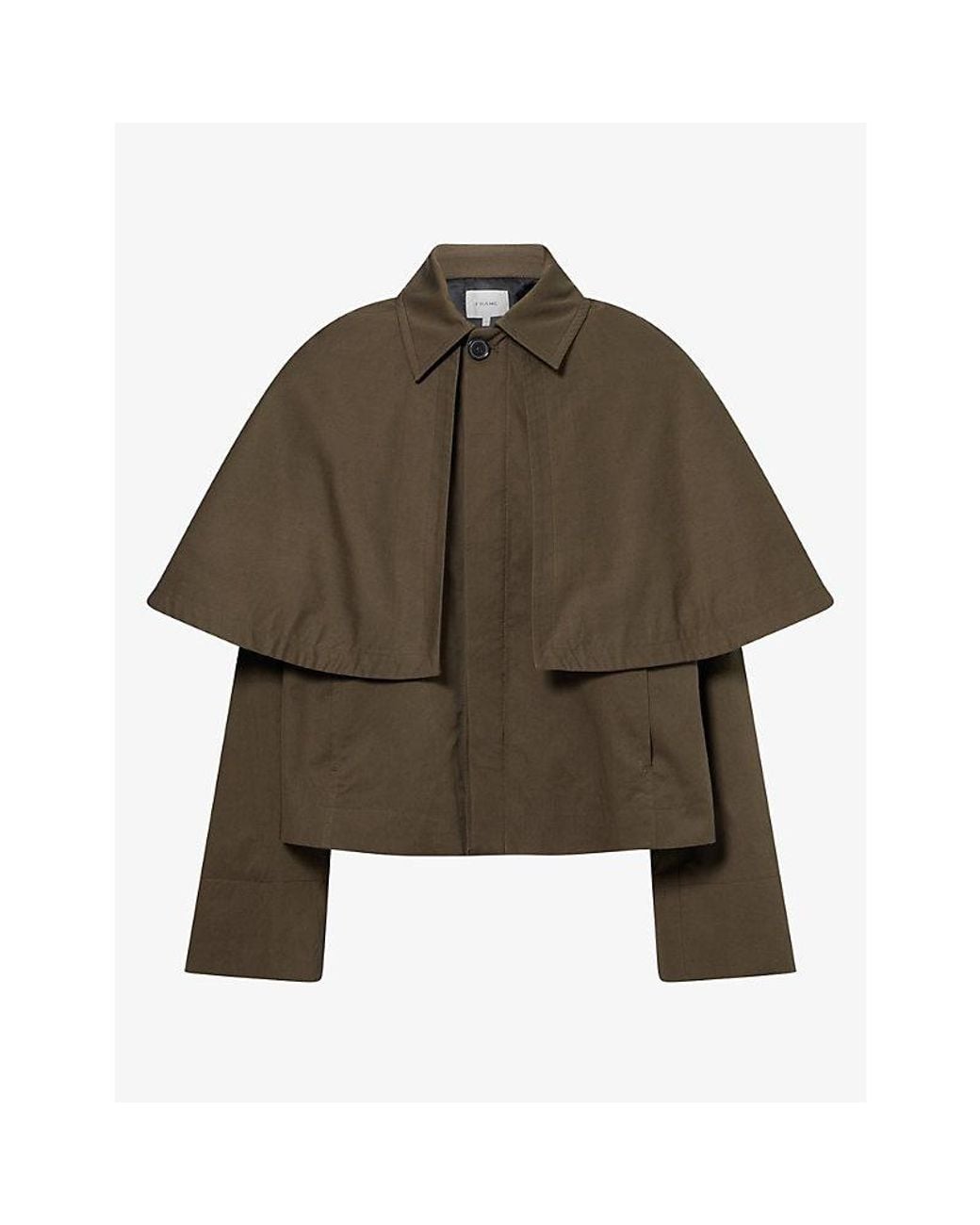 FRAME Green The Paddock Cape Cotton Jacket