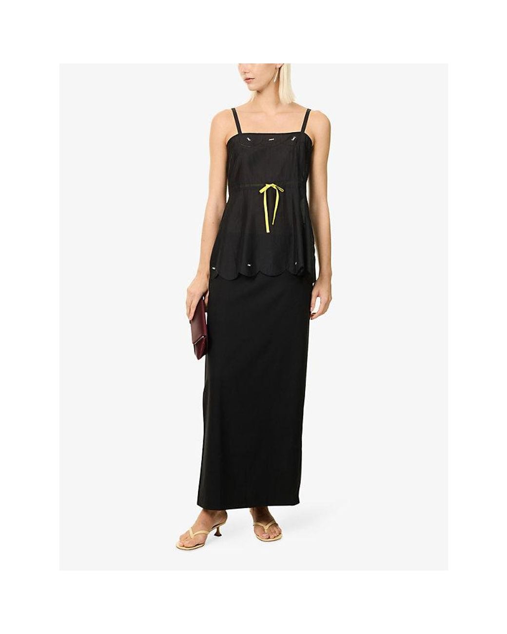 Reformation Black X Alexa 20's Vintage Satin Top