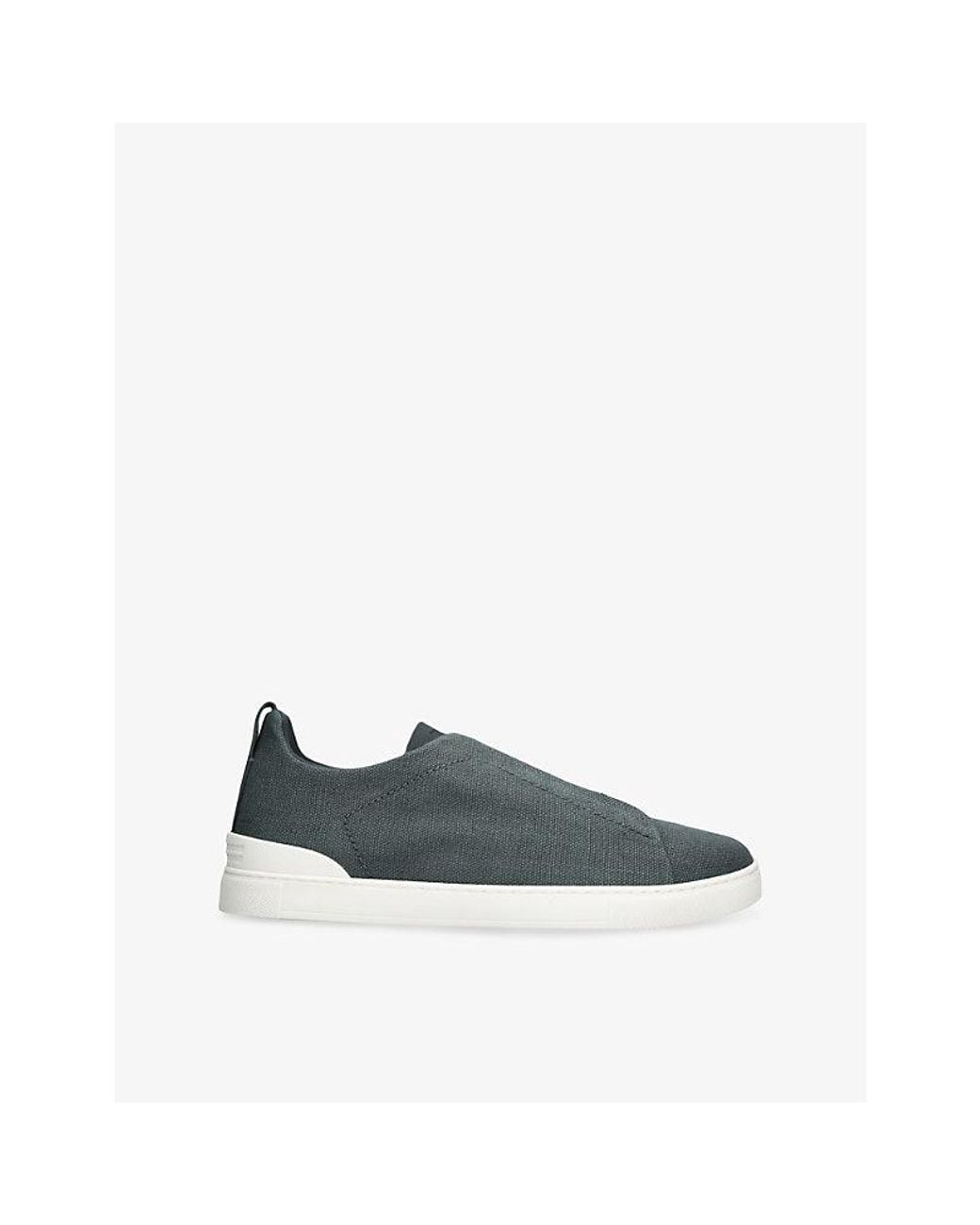 Zegna Blue X3 Triple Stitch Woven Low-Top Trainers for men