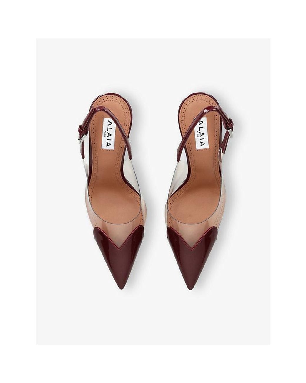 Alaïa Multicolor Coeur 90 Heart-Shaped Patent-Leather Heeled Slingbacks