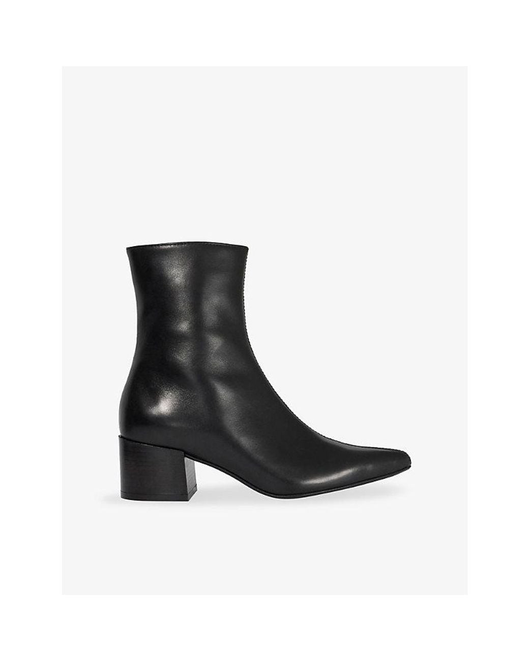 Dune Black Pami Leather Heeled Ankle Boots