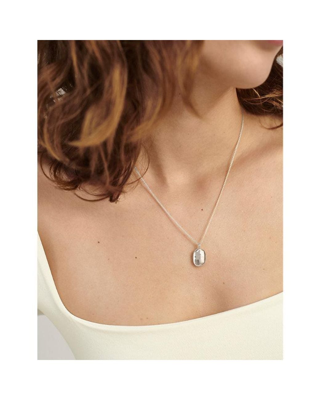 Monica Vinader Metallic Id Sterling- Locket Pendant Necklace