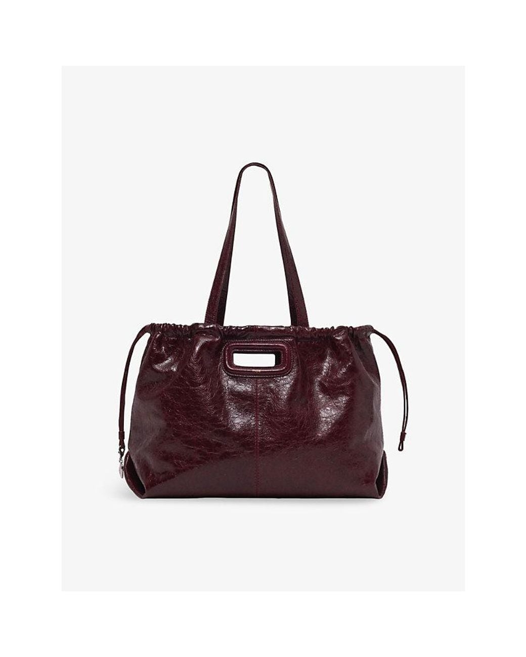 Maje Purple Miss M Crackled-Leather Tote