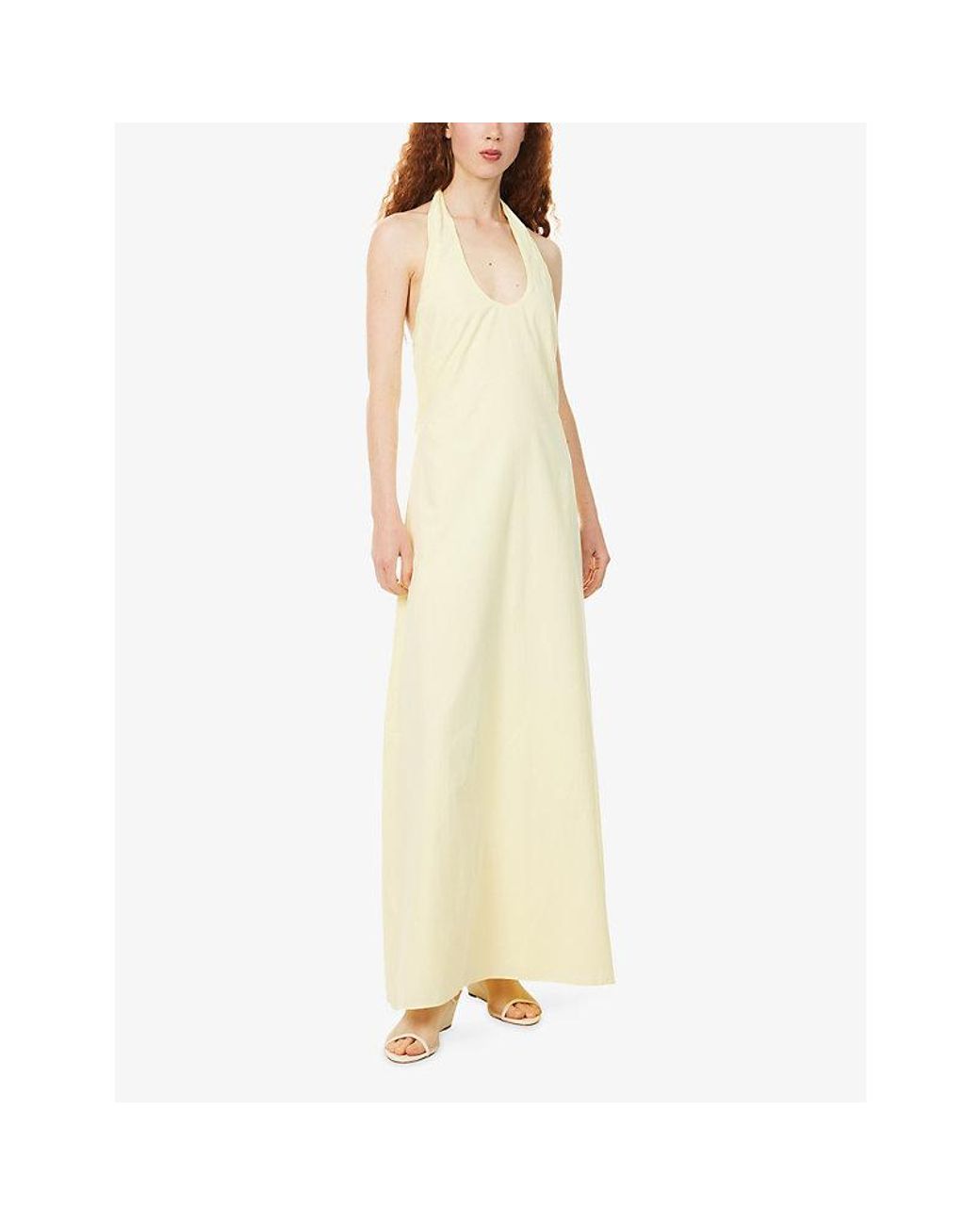 Sir Yellow Rochelle Halter Cotton Maxi Dress