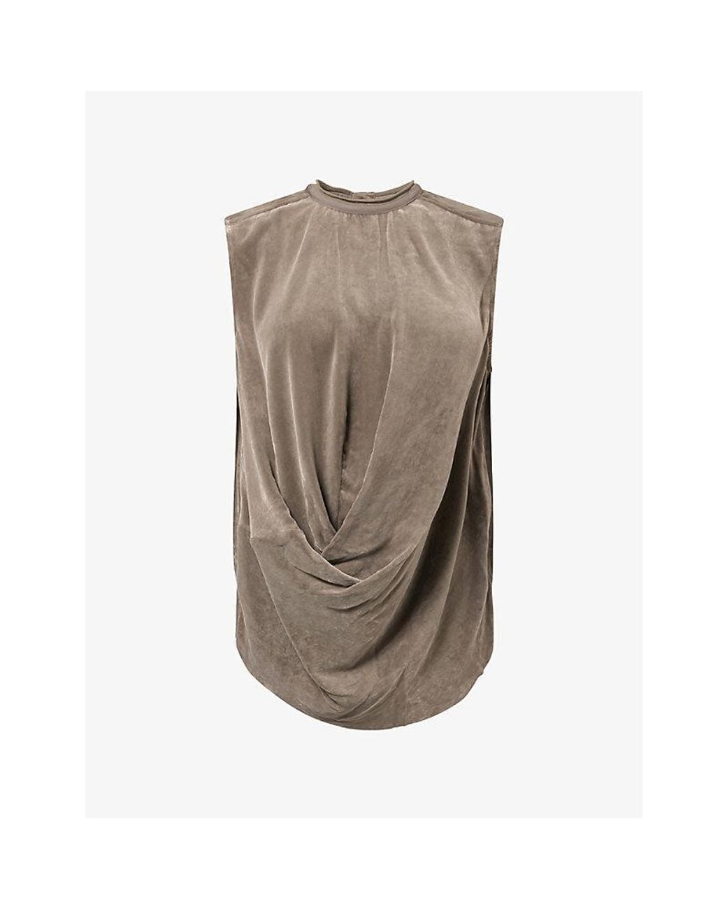 Rick Owens Brown Sleeveless Draped Velvet Top