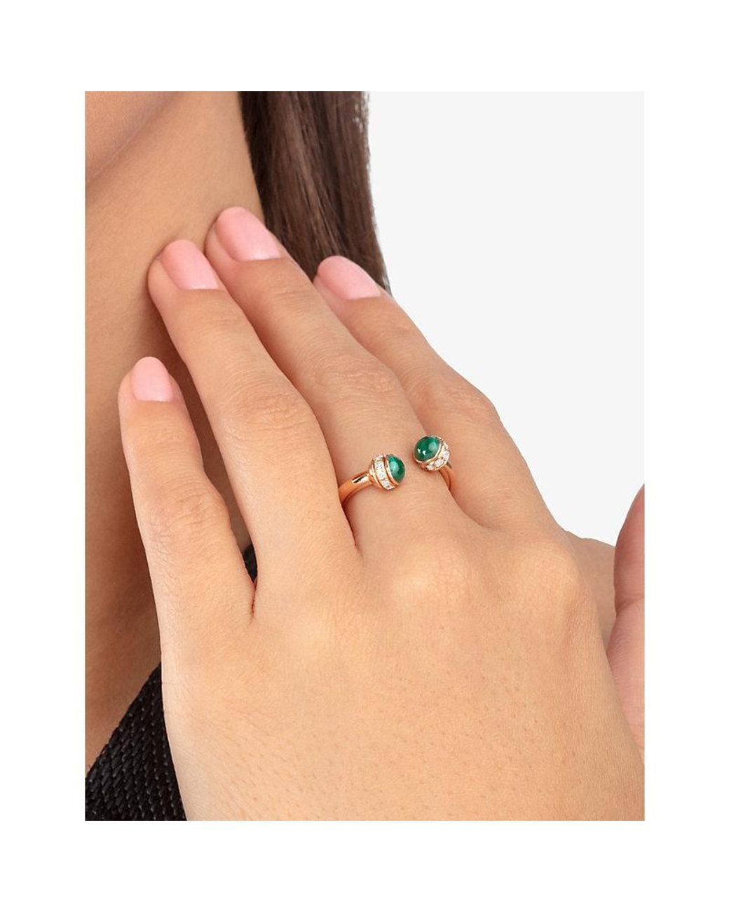 Piaget Metallic Possession 18Ct Rose- Malachite And 0.21Ct Brilliant-Cut Ring