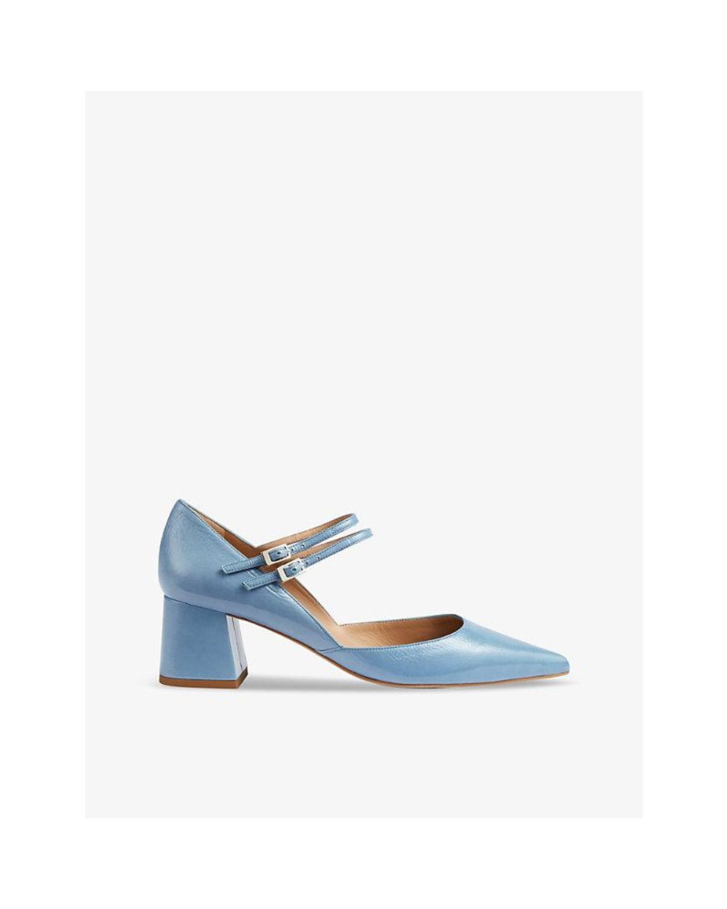Blue patent court shoes sale