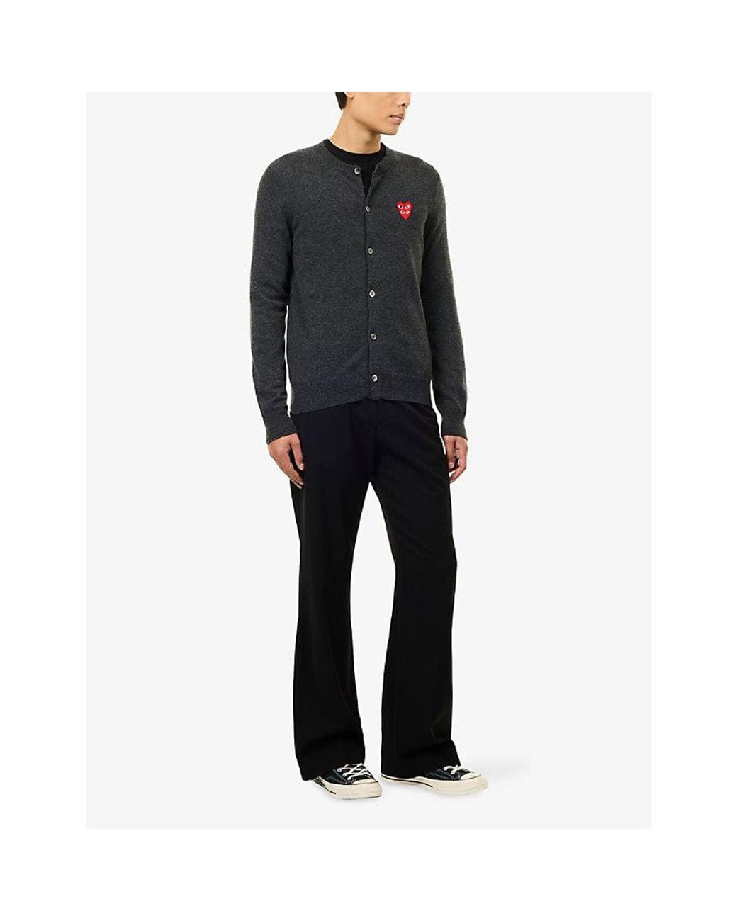 COMME DES GARÇONS PLAY Blue Double Heart Wool Knit Cardigan for men