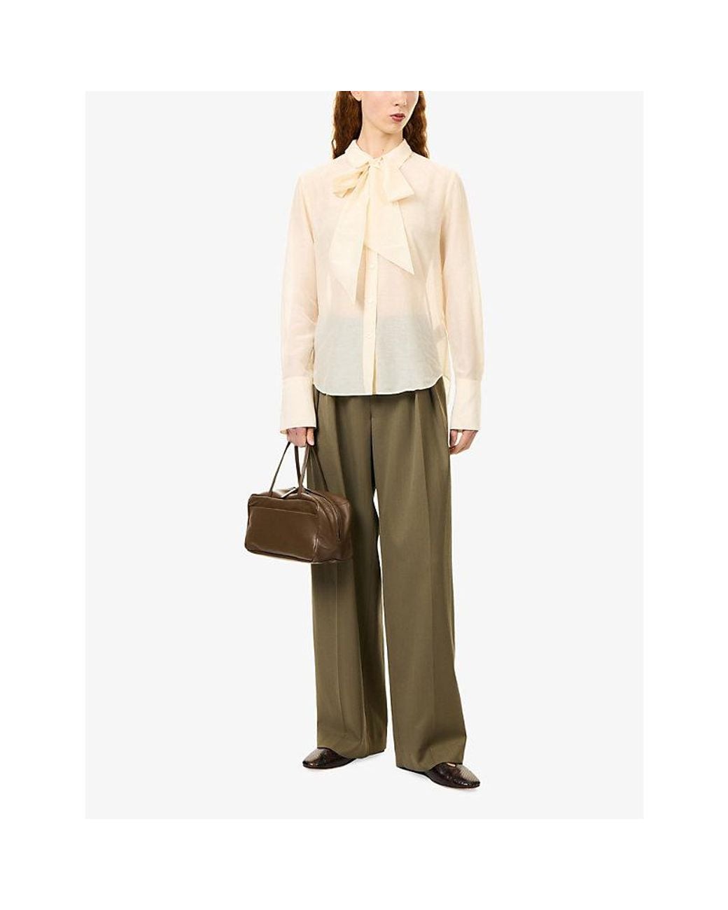 ME+EM White Cloud Layering Tie Cotton Silk-Blend Shirt