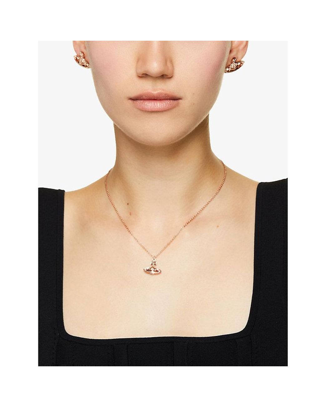 Vivienne Westwood Mayfair Bas Relief Rose Gold And Rhodium plated Brass Crystal Pendant Necklace in Metallic Lyst