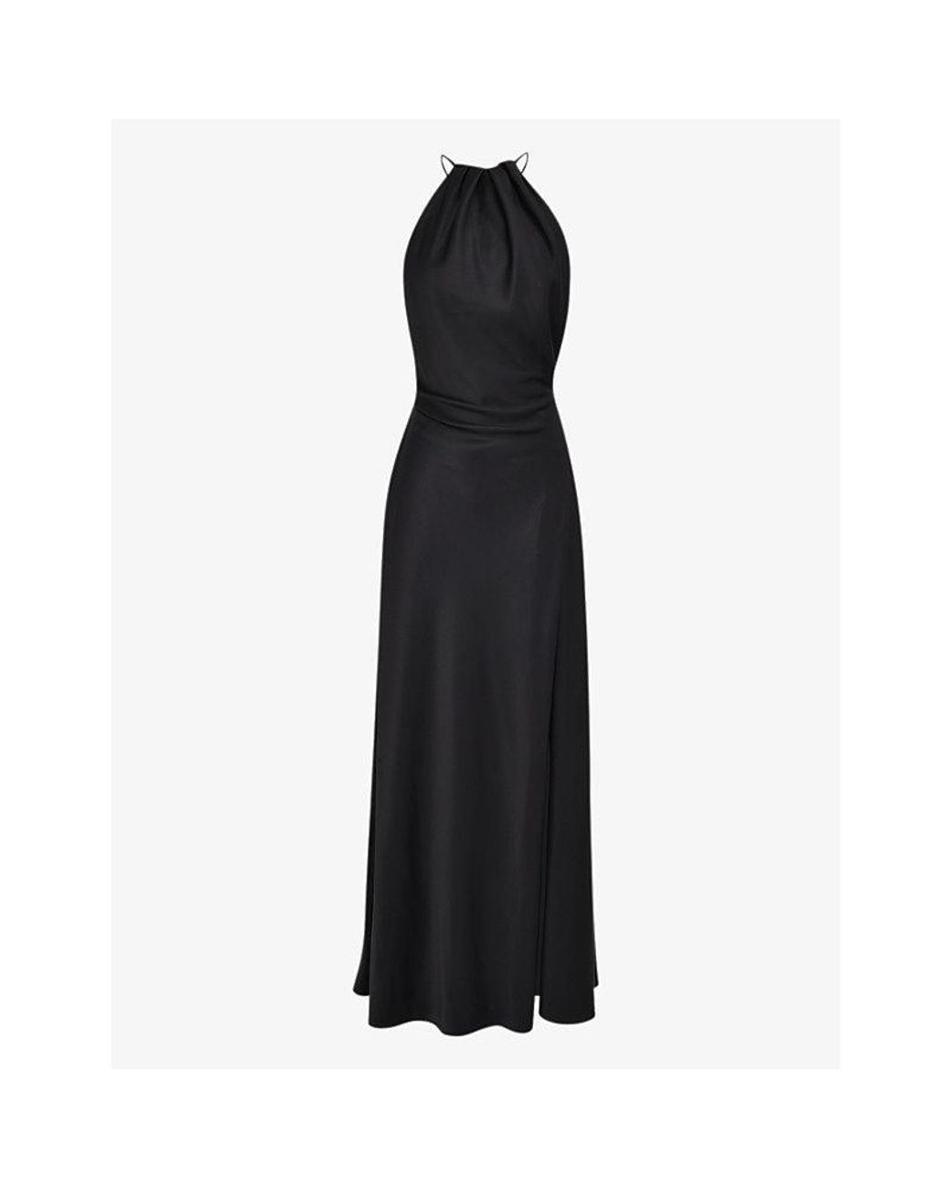 House Of Cb Black Zanab Halter-Neck Thigh-Split Woven Maxi Dress