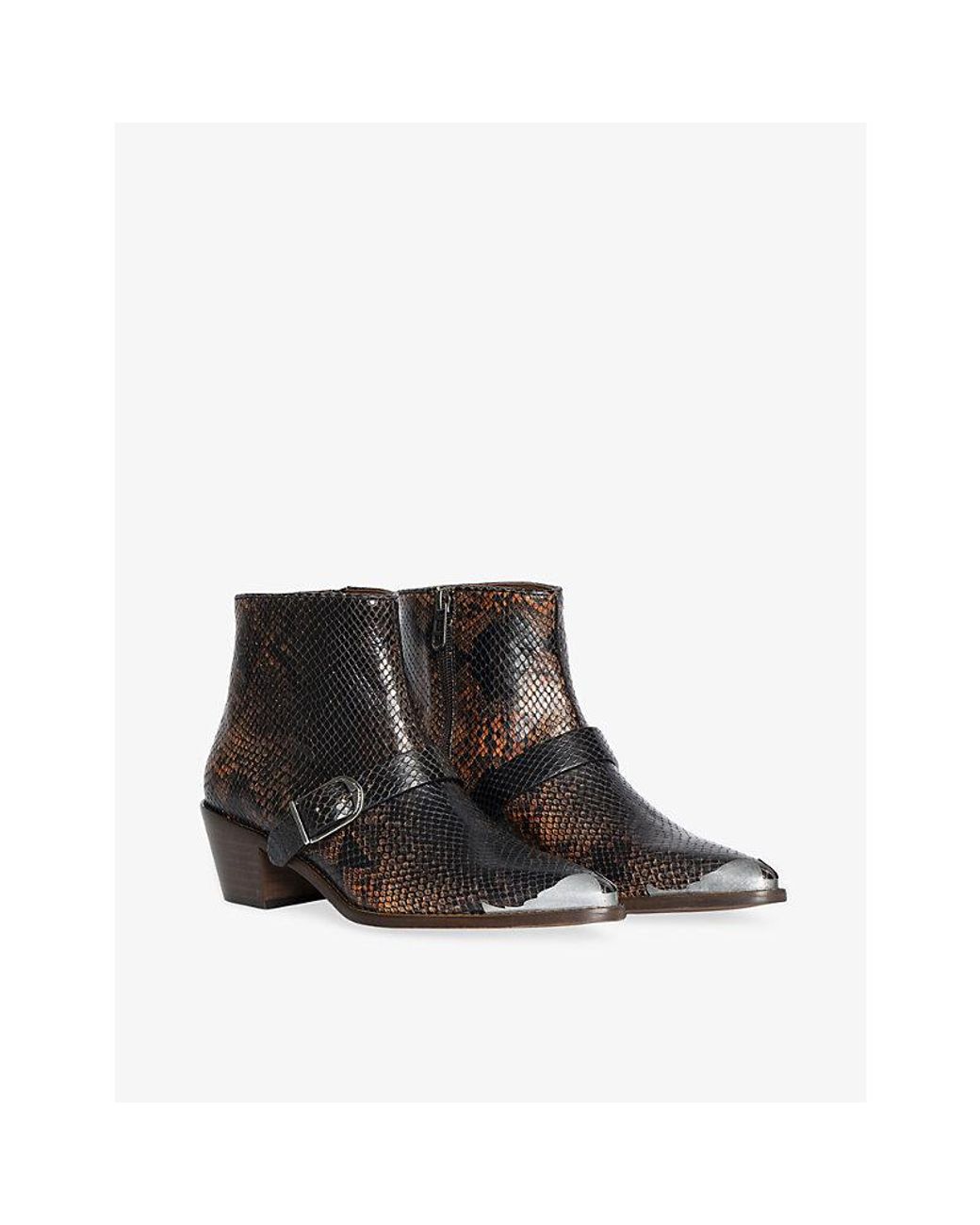 Zadig & Voltaire Black Tylow Leather Heeled Ankle Boots