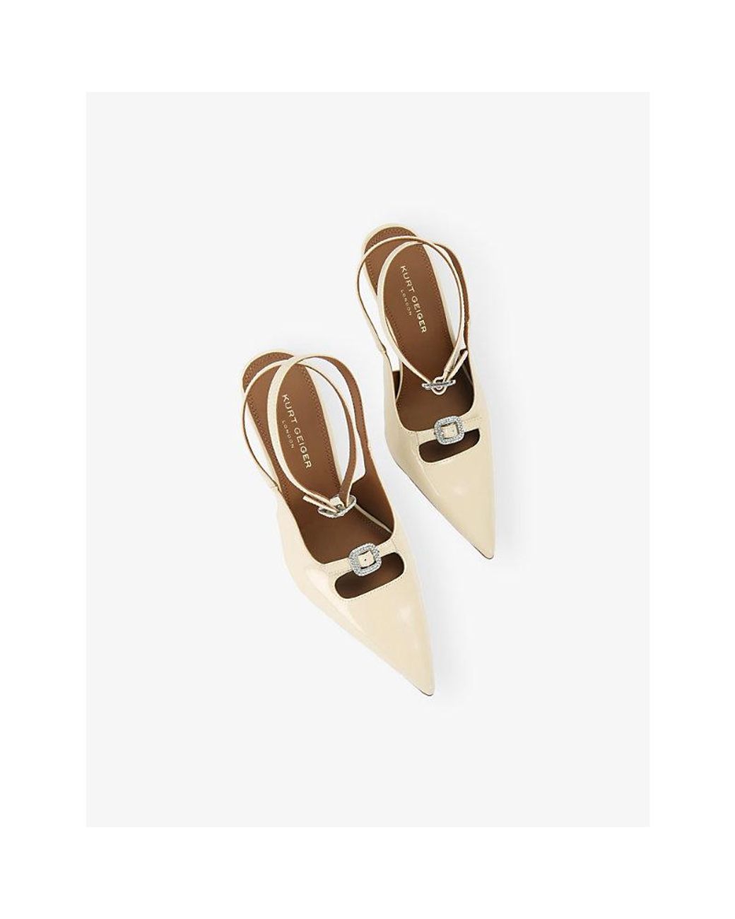 Kurt Geiger White Buckle Point Patent-Leather Courts