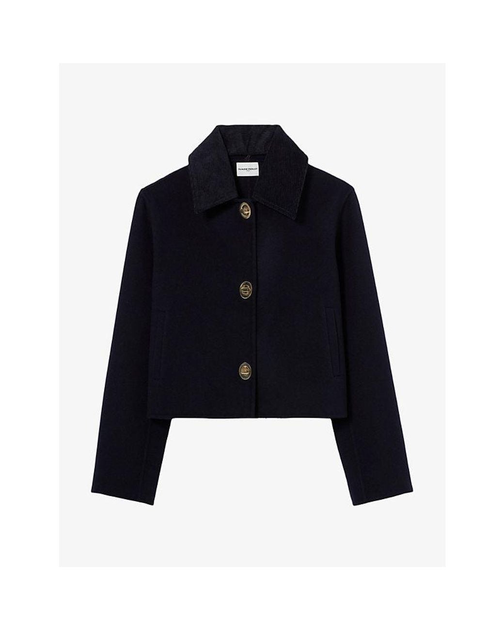 Claudie Pierlot Blue Boxy-Fit Corduroy Wool-Blend Jacket