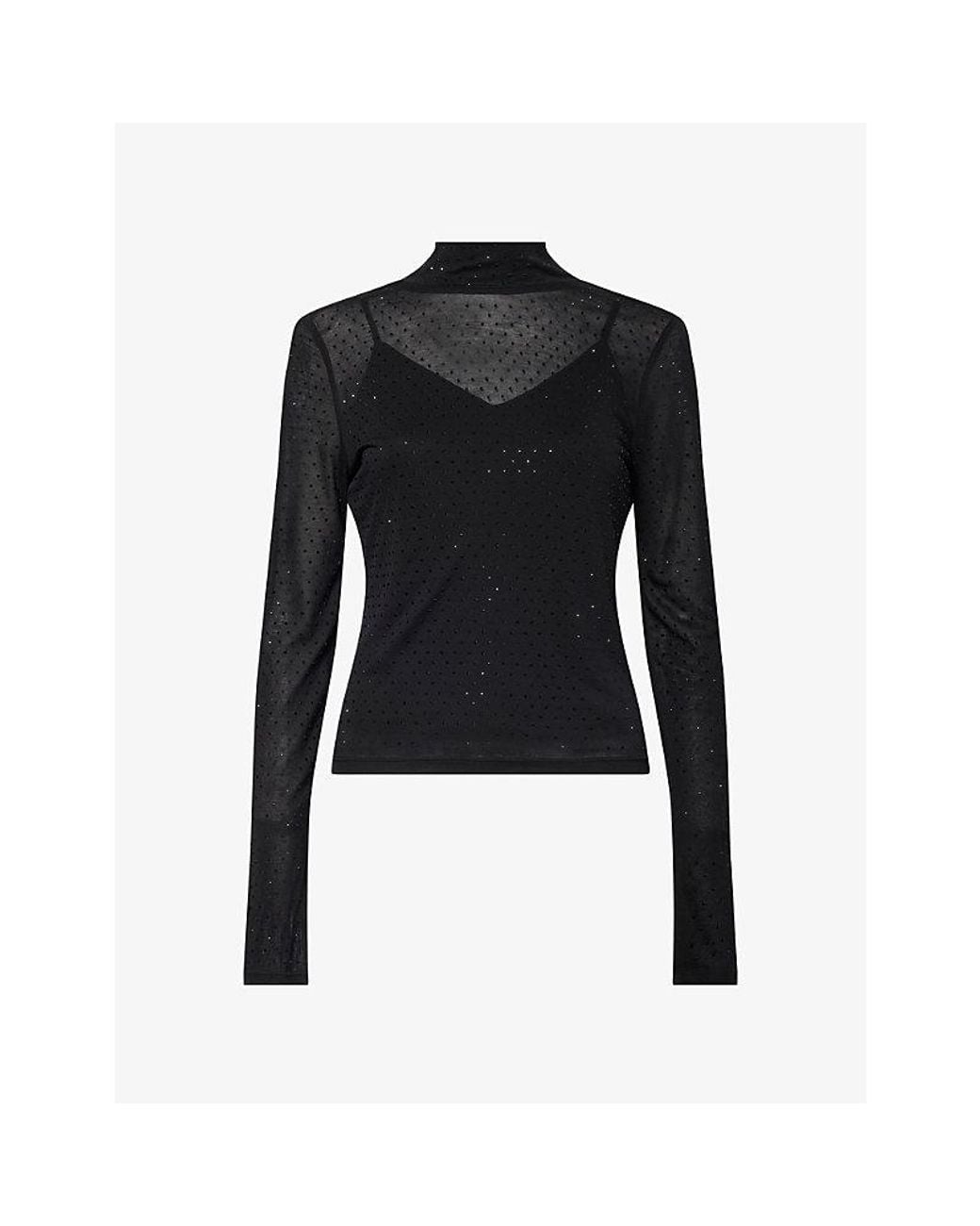PAIGE Black Ursula High-Neck Mesh Top