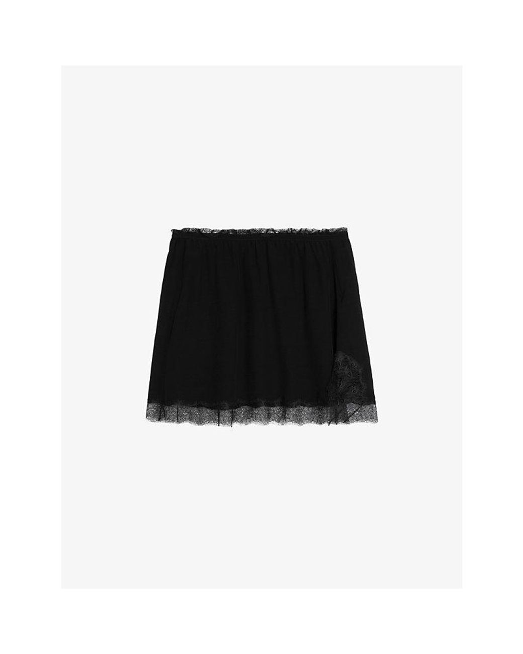 Zadig & Voltaire Black Jarvisa Lace-Trim Woven Midi Skirt