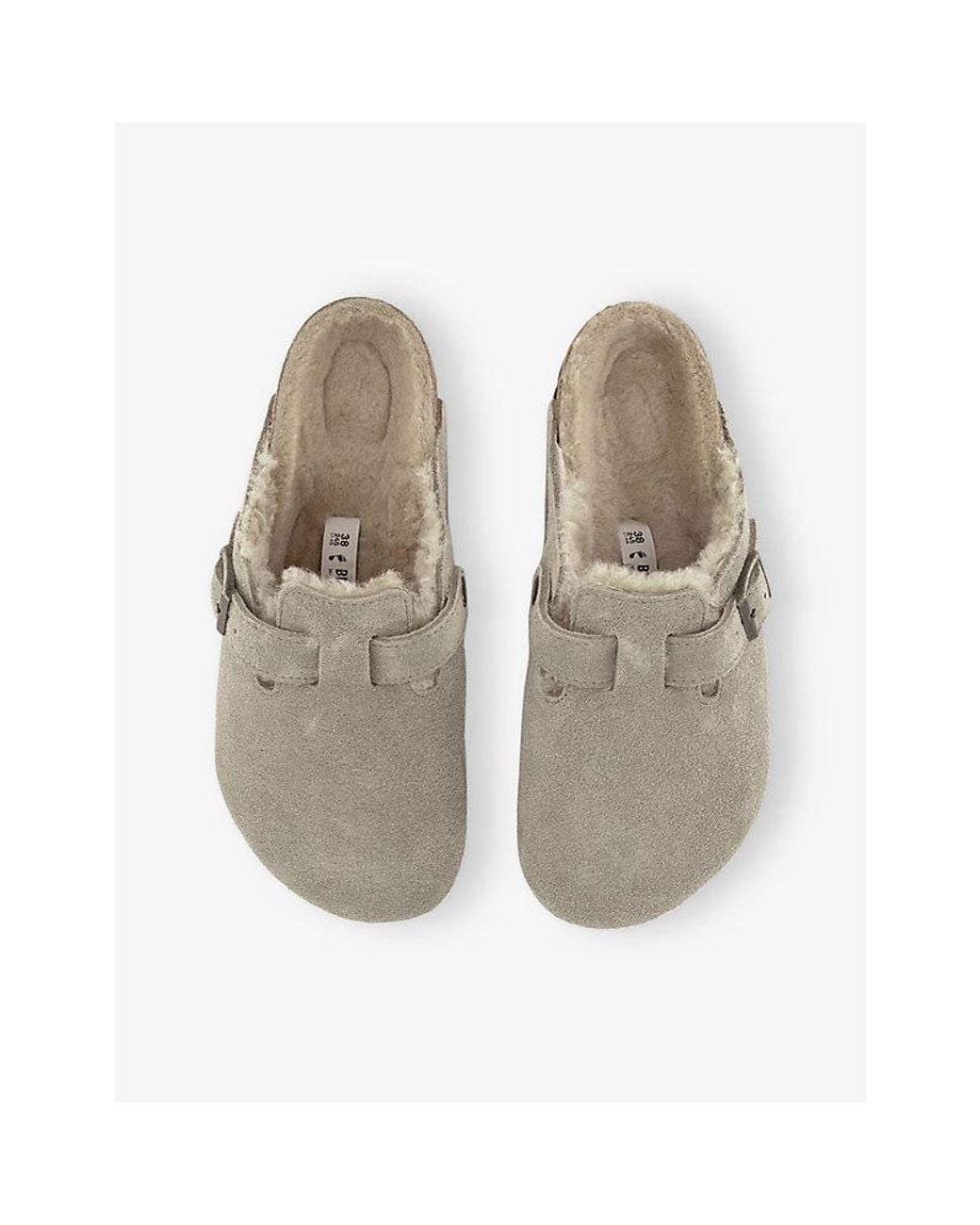 Birkenstock Gray Boston Shearling-Lined Suede Clogs