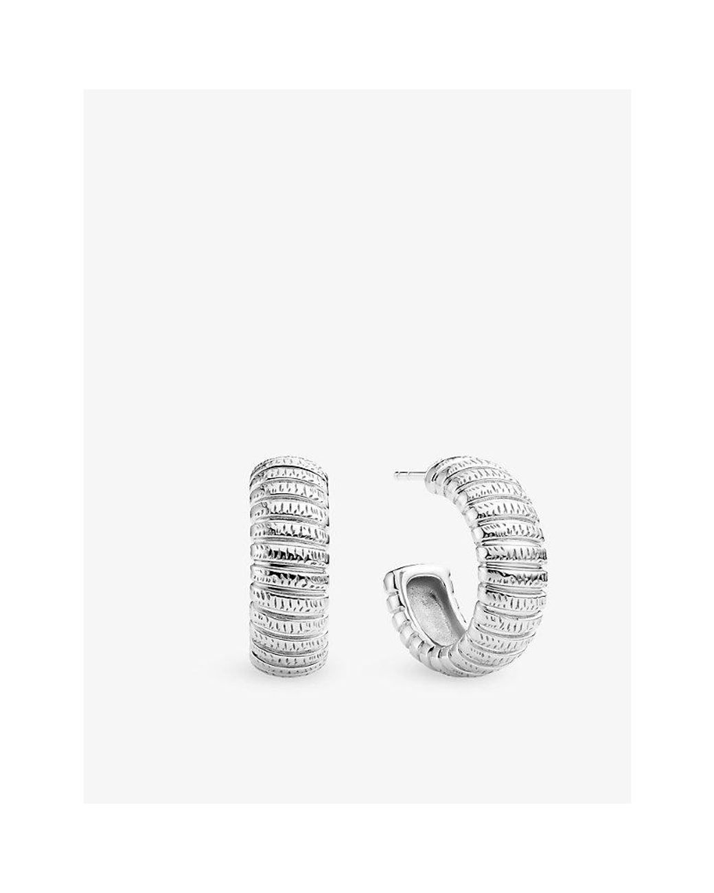 Sif Jakobs White Riva Rhodium-Plated Sterling Hoop Earrings
