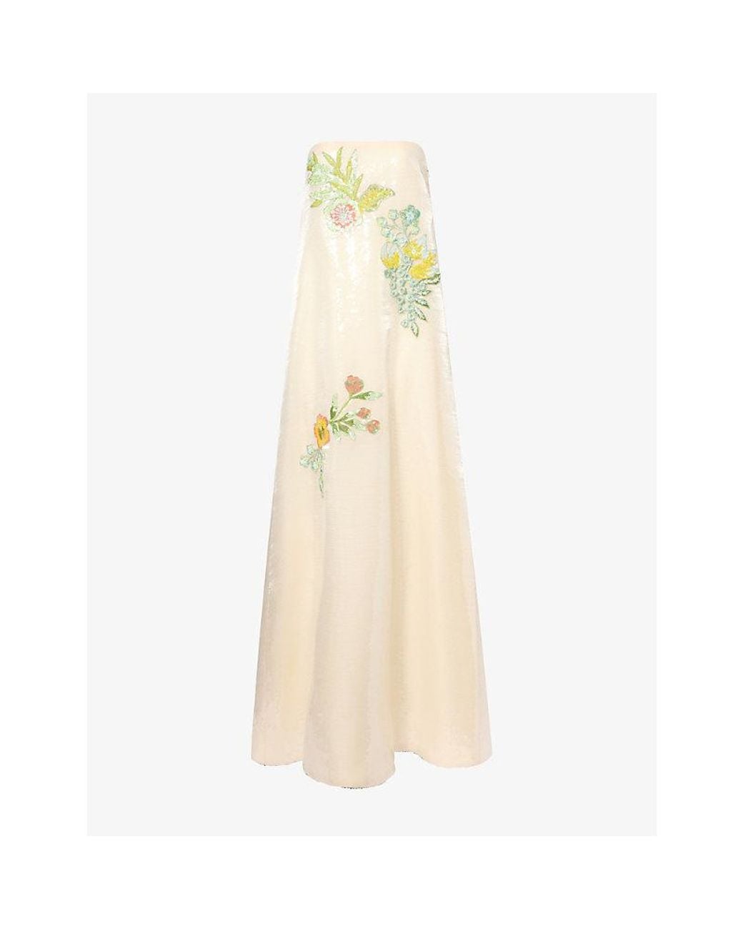 Dima Ayad Metallic Floral Organza Sequinned Strapless Maxi Dress
