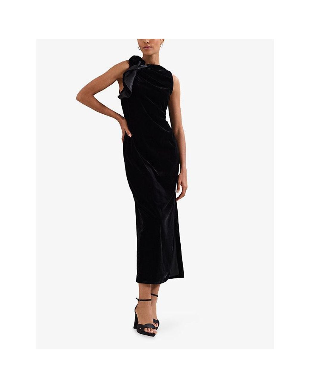 Phase Eight Black Melony Velvet Midi Dress
