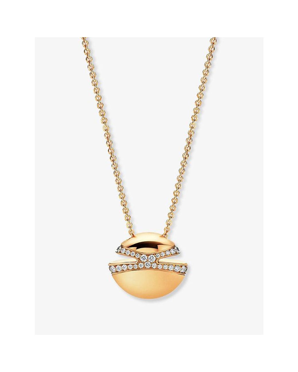 BVLGARI Metallic Cabochon 18Ct- And 0.55Ct Pavé-Diamond Pendant Necklace