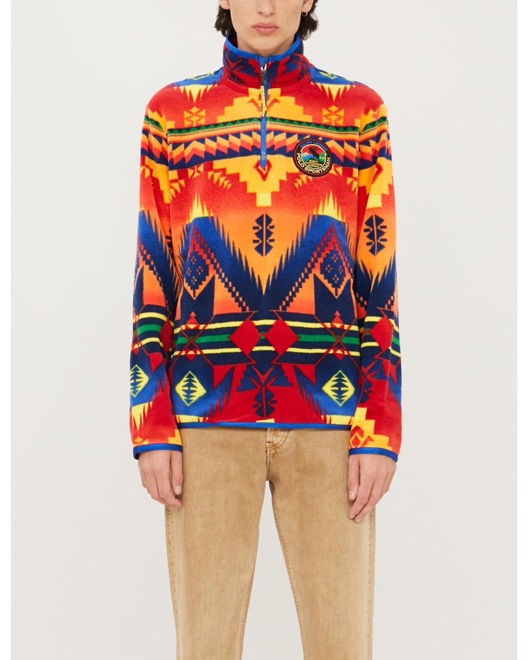 Polo Ralph Lauren Aztec-print Fleece Sweatshirt in Orange for Men | Lyst