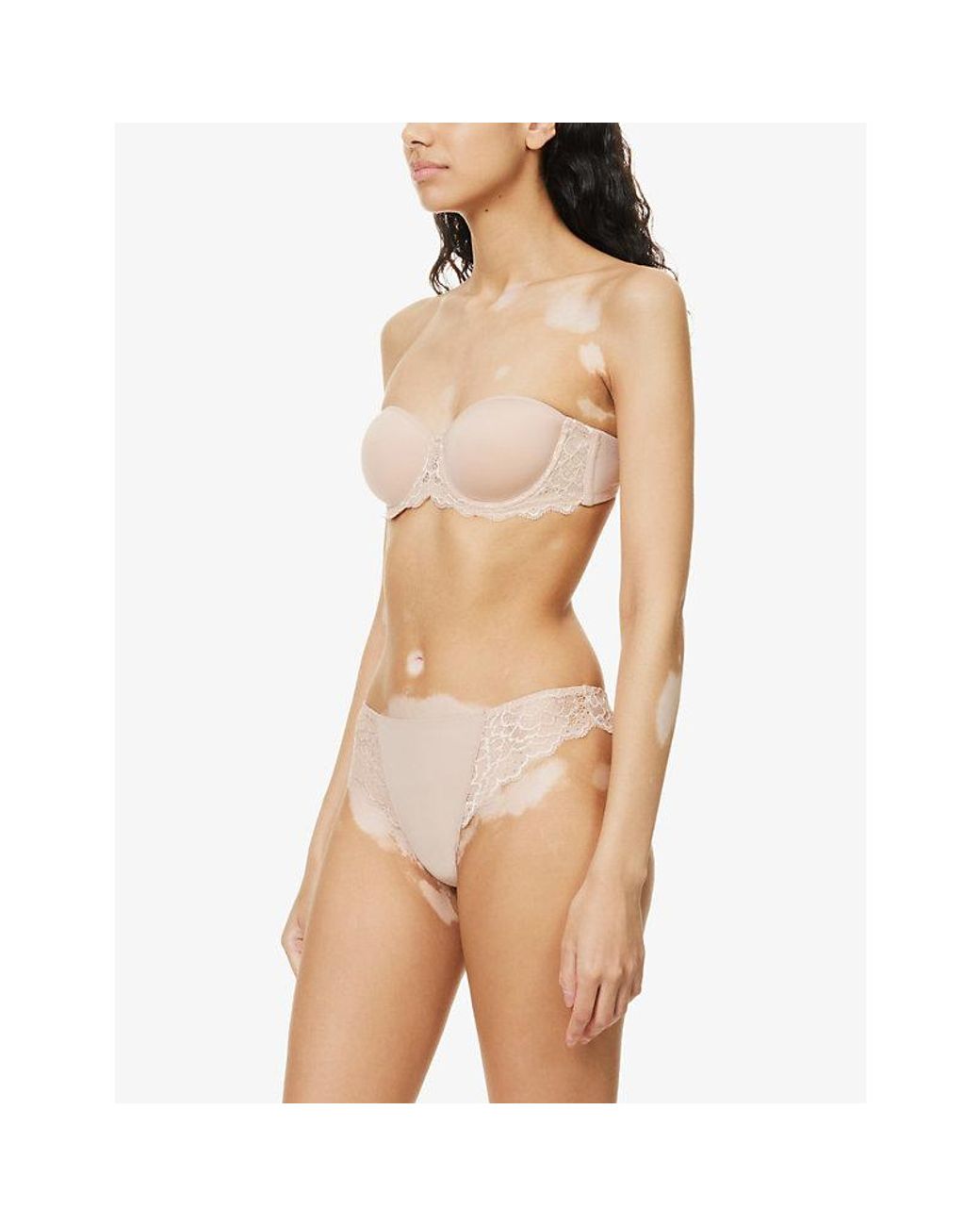 Simone Perele White Caresse Woven And Stretch-Lace Bra
