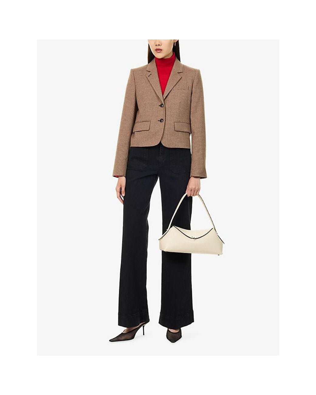 ME+EM Natural Slim-Fit Cropped Woven Blazer