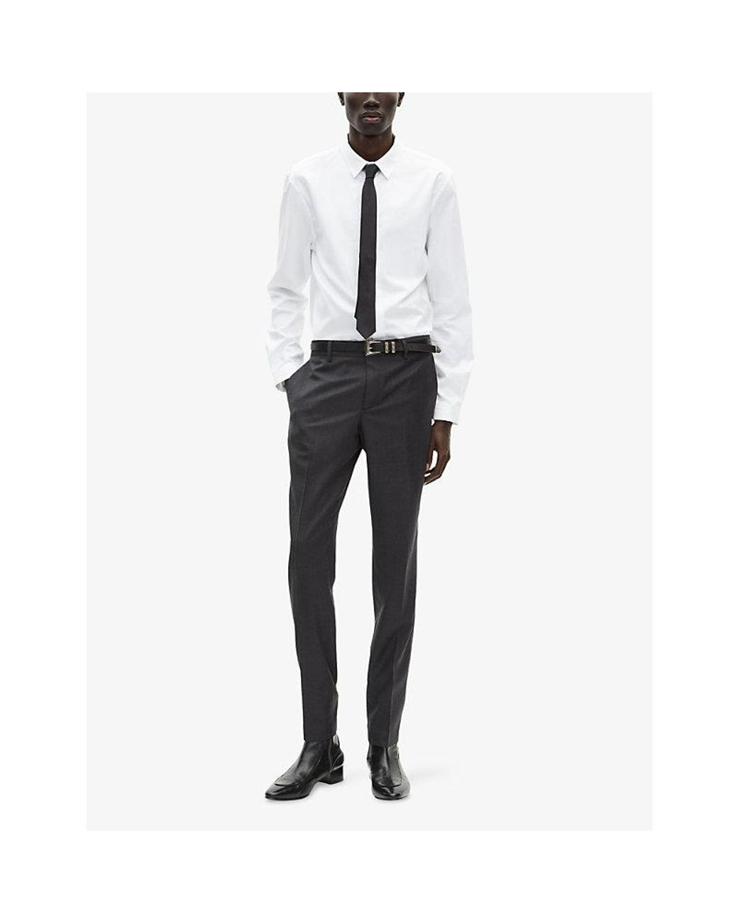 The Kooples Blue Slim-Fit Mid-Rise Wool Suit Trousers for men