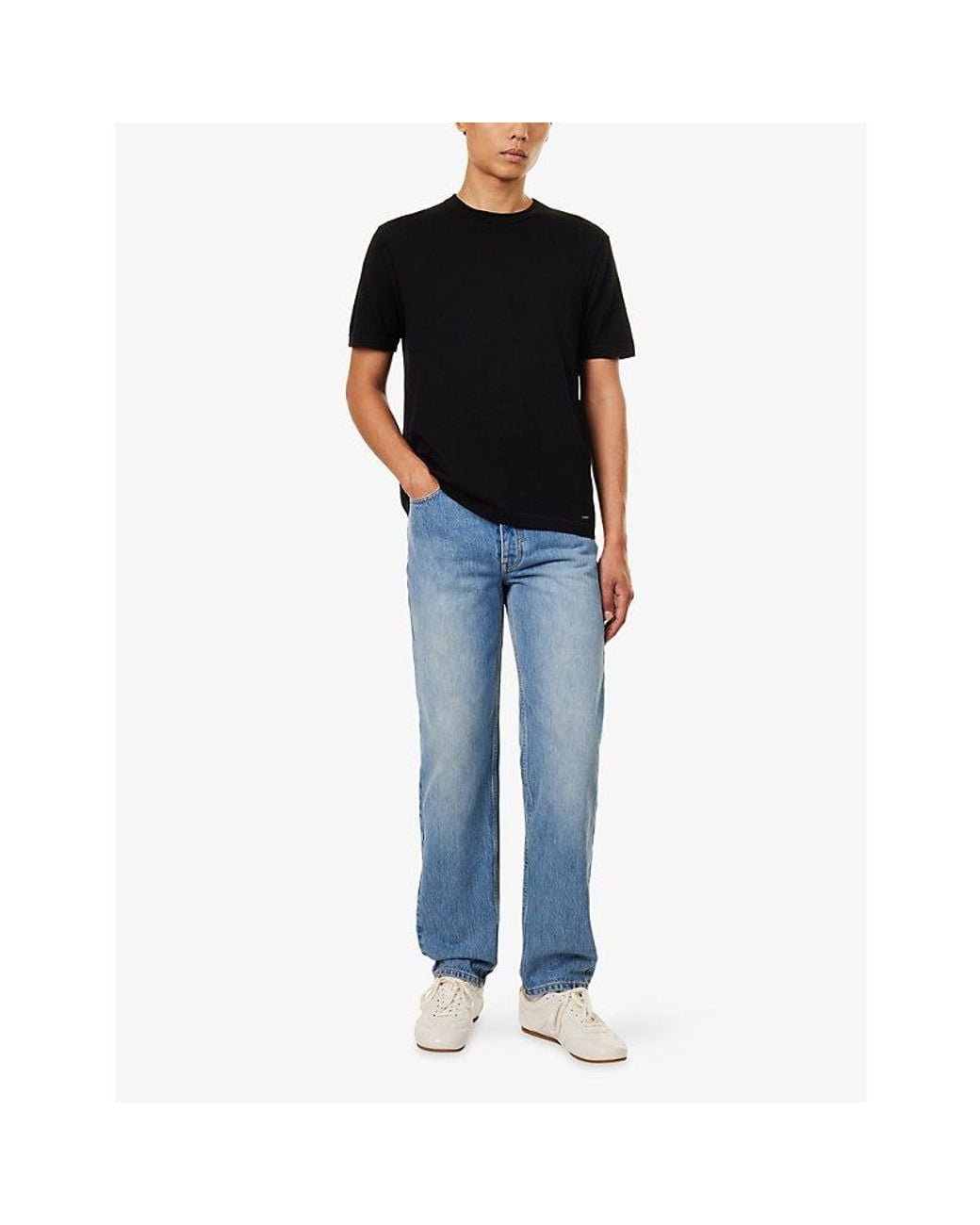 Jonathan Simkhai Black Duke Silk-Blend Knit T-Shirt for men