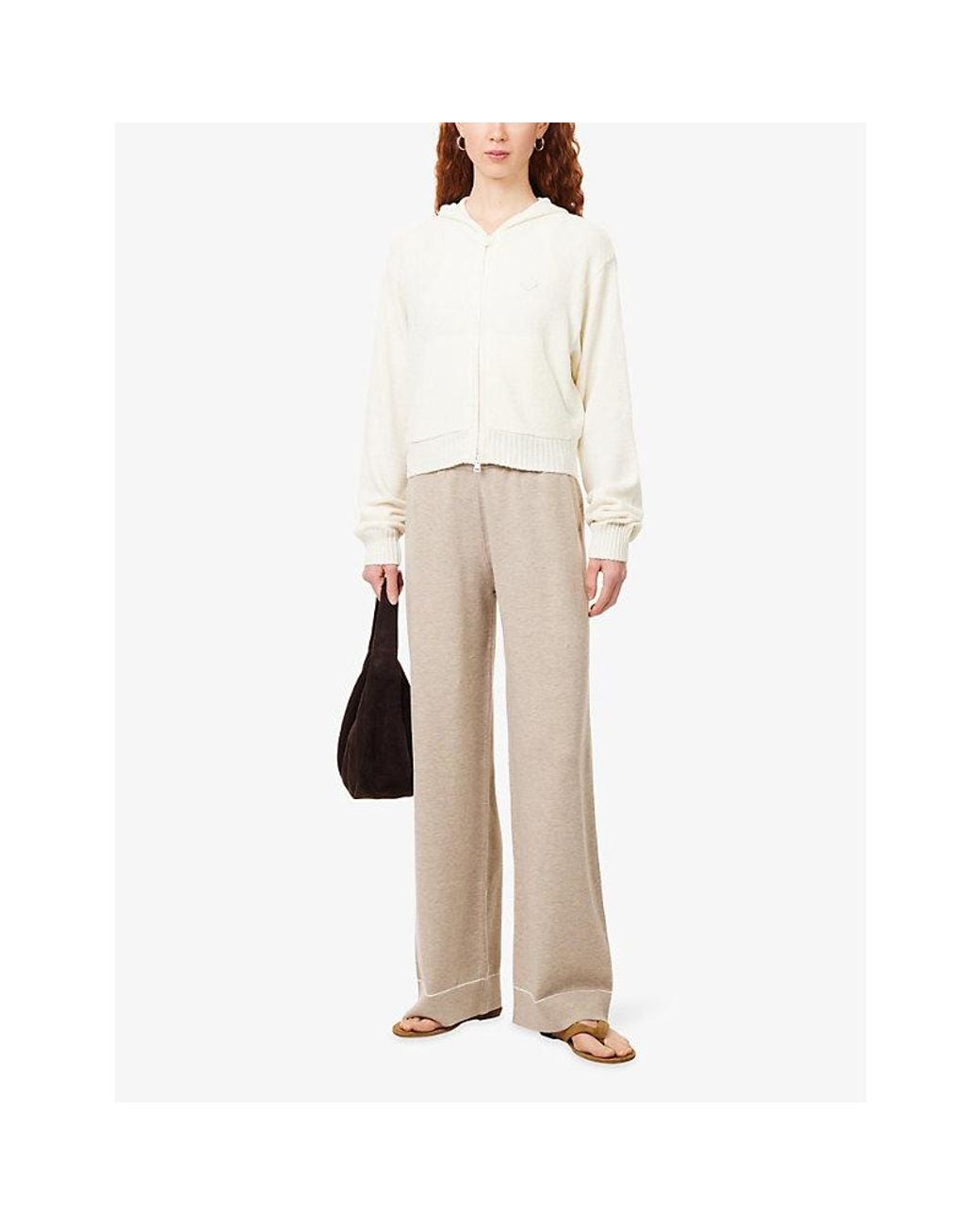 The Couture Club Natural Panel Stretch-Knit Trousers