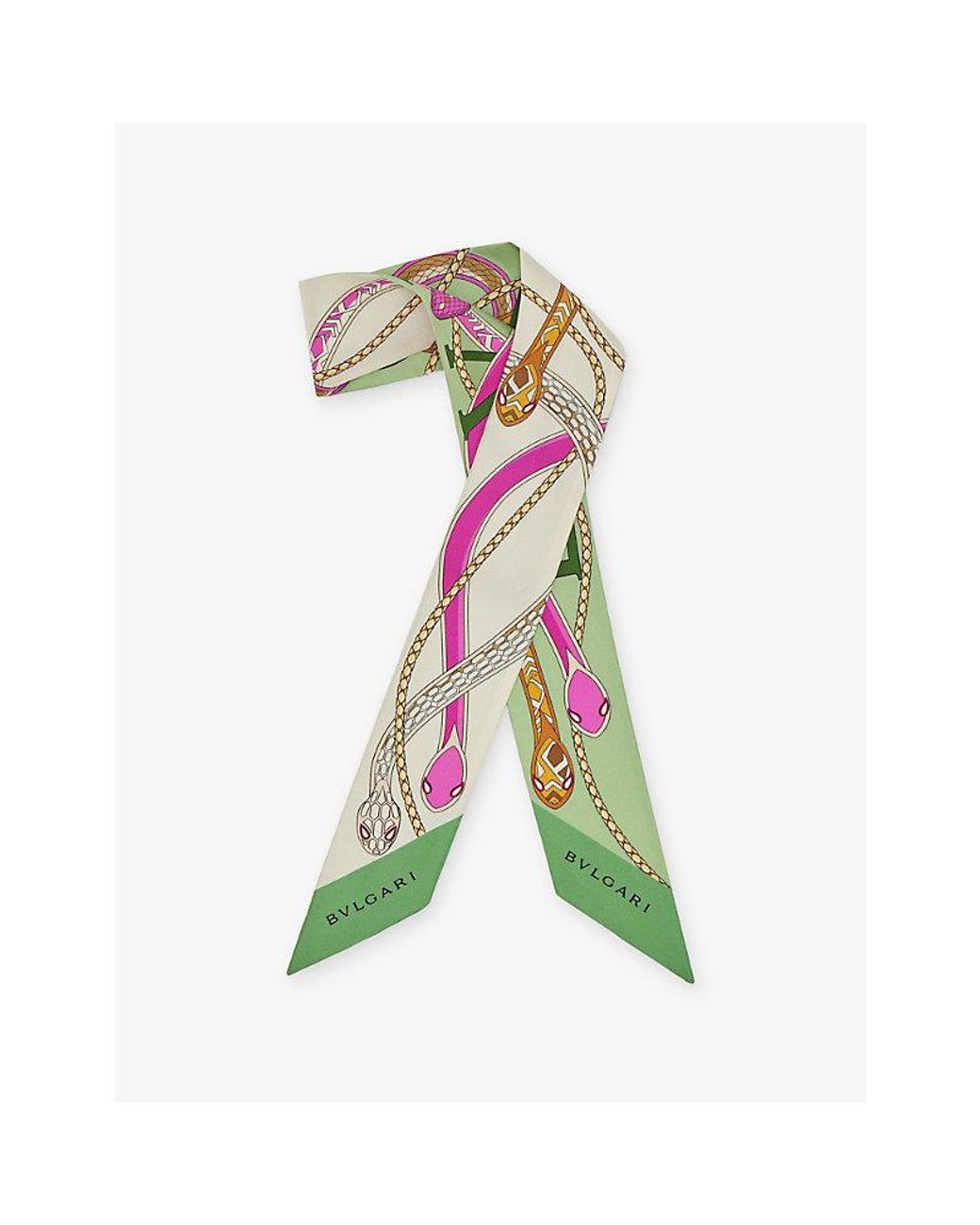 BVLGARI Green Serpenti 75 Mini Shelley Silk-Twill Scarf