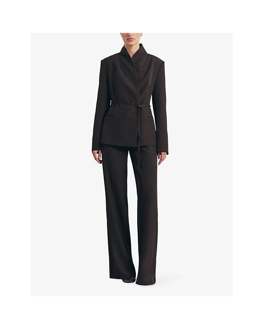 Because Of Alice Black Wide-Leg High-Rise Woven Trousers