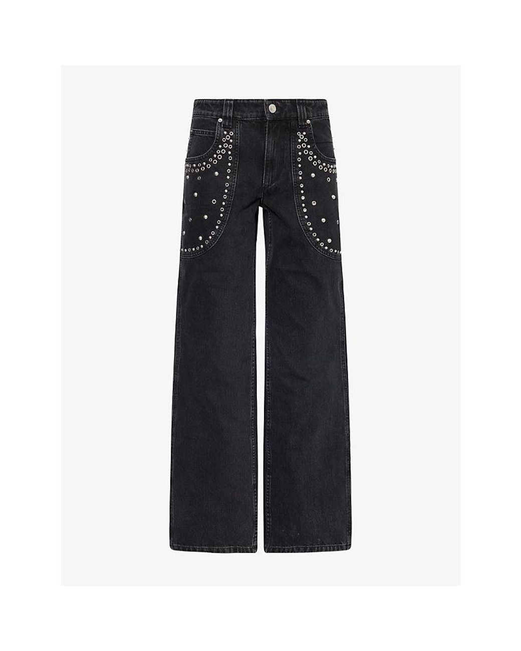 Isabel Marant Black Ime Silka Studded Denim Jeans