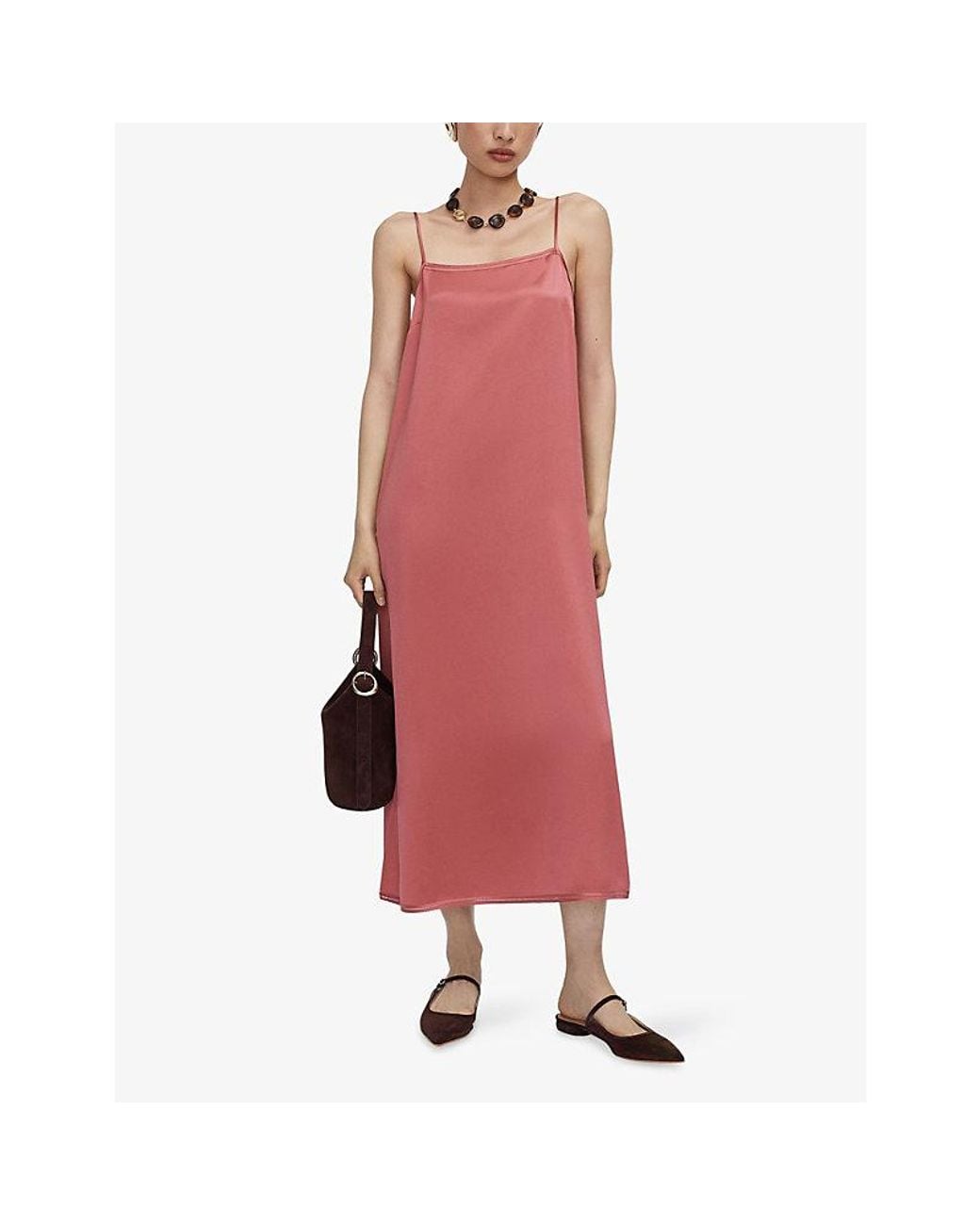 Joseph Pink Agnes Square-Neck Silk Midi Dress