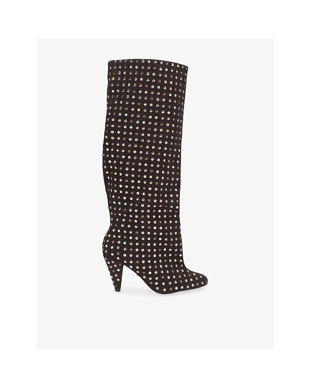 Kurt Geiger Black Lambeth Studded Heeled Suede Boots