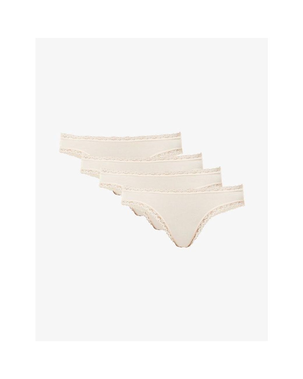 Stripe & Stare White Low-Rise Pack Of Four Stretch-Woven Thongs