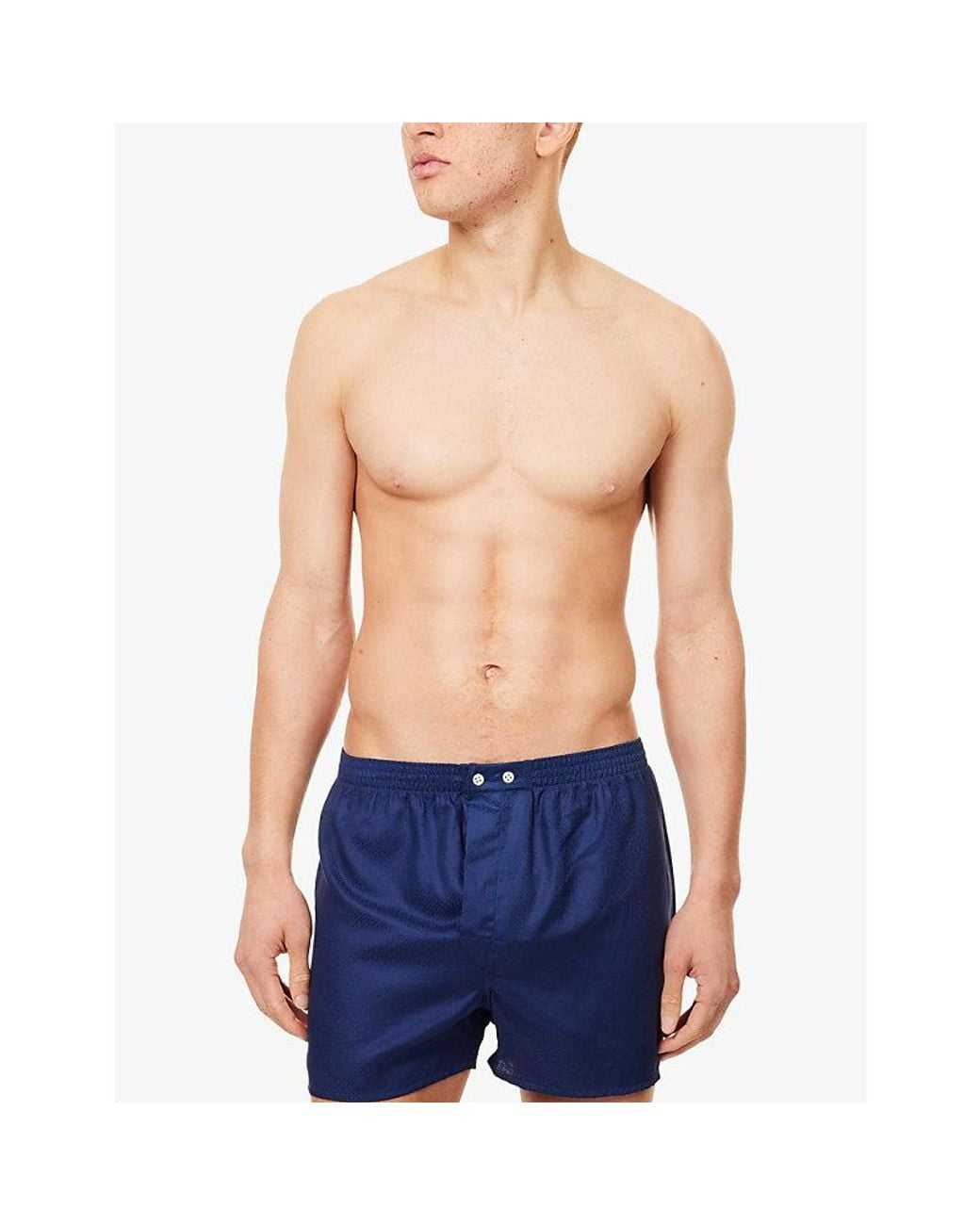 Derek Rose Blue Lombard Classic-Fit Cotton Boxer Shorts for men