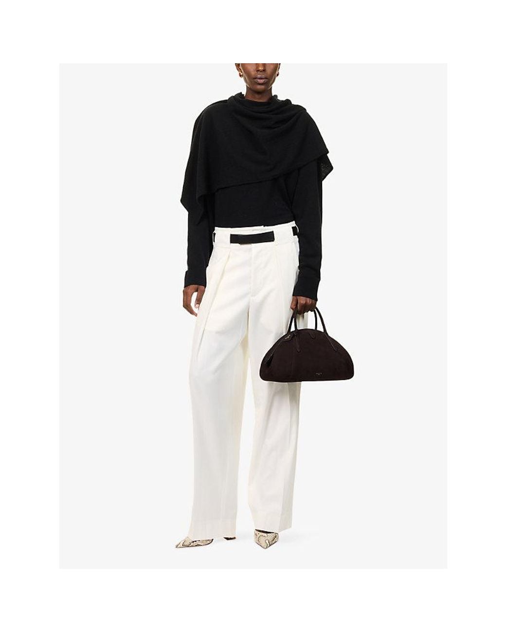 DARKPARK Black Addison Cashmere And Merino-Wool Knit Scarf Top