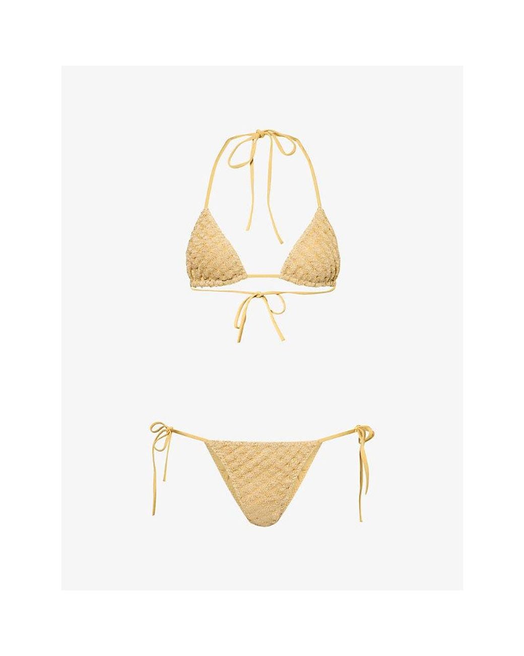 Missoni White Lamé Triangle Bikini Set