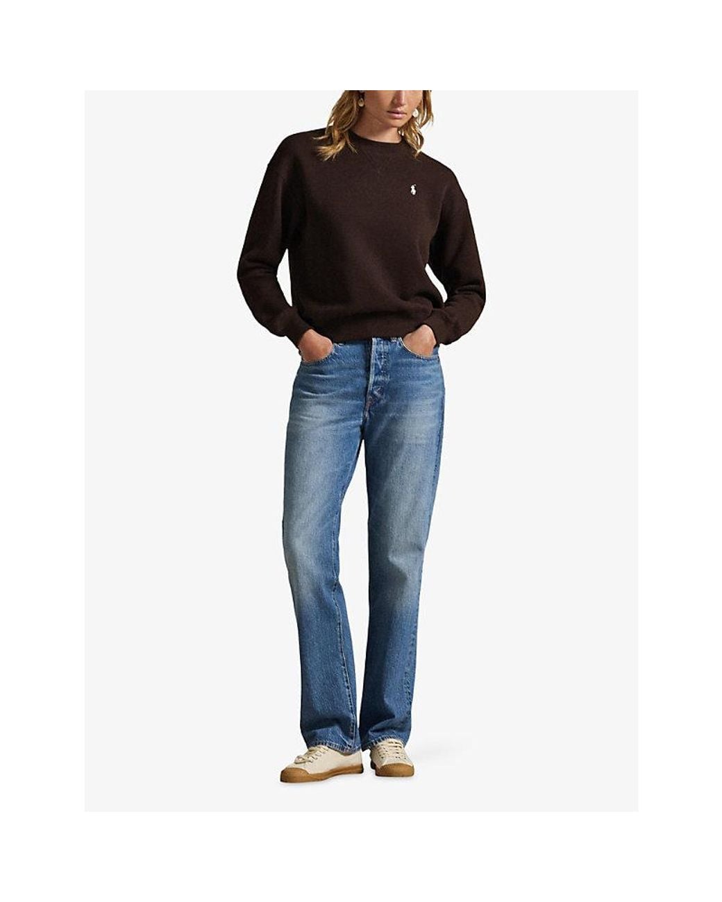 Polo Ralph Lauren Brown Arctic Crewneck Fleece Cotton Jersey Sweatshirt