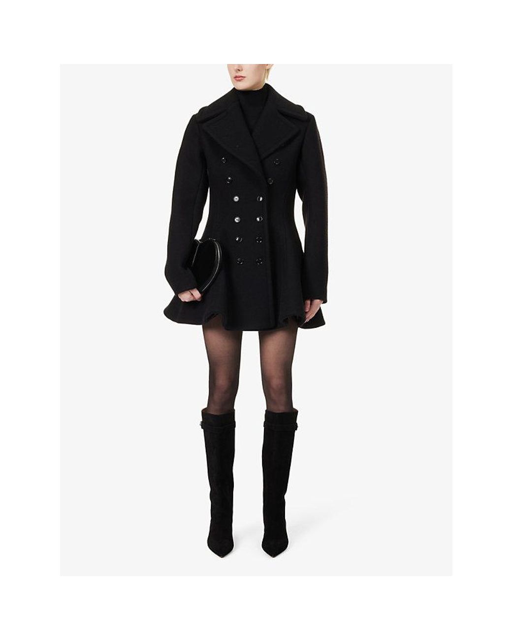 Alaïa Princess Double-breasted Wool-blend Coat in Black Lyst UK